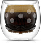 JoyJolt Mickey Pants and Minnie Skirt 3D 2oz Espresso Cups. Double Walled Espresso Glasses (2pc) Small Double Wall Glass Coffee Cups. Demitasse Cups, Espresso Measuring Cup or Liqueur Shot Glasses