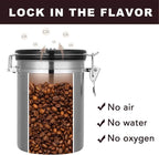 ShanSon Coffee Canister Airtight Stainless Steel Kitchen Food Storage Container with Date Tracker for Beans Grounds Tea Flour Cereal Sugar, 22OZ, Silver