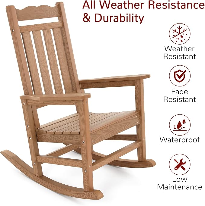 Stoog 3-Piece Patio Bistro Set, All-Weather Rocking Chairs Set of 2 - Image 4