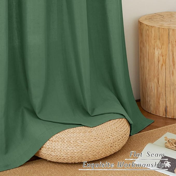 NICETOWN Linen Flax Semi Sheer Curtains 92" Length, Grommet Window Treatments - Image 4