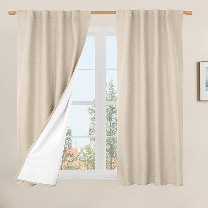Full Blackout Linen Window Curtains by LAMIT