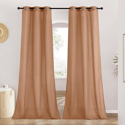 NICETOWN Linen Curtains for Windows 90 inch Long, Grommet Semi Sheer Vertical by NICETOWN