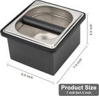 Espresso Knock Box, Coffee Knock Box for Espresso Grounds Disposal, Large Capacity, Equipped with Noise, Reduction Rubber Ring & Steel Holder, Ideal Tool for Espresso Machines, Black (Small)