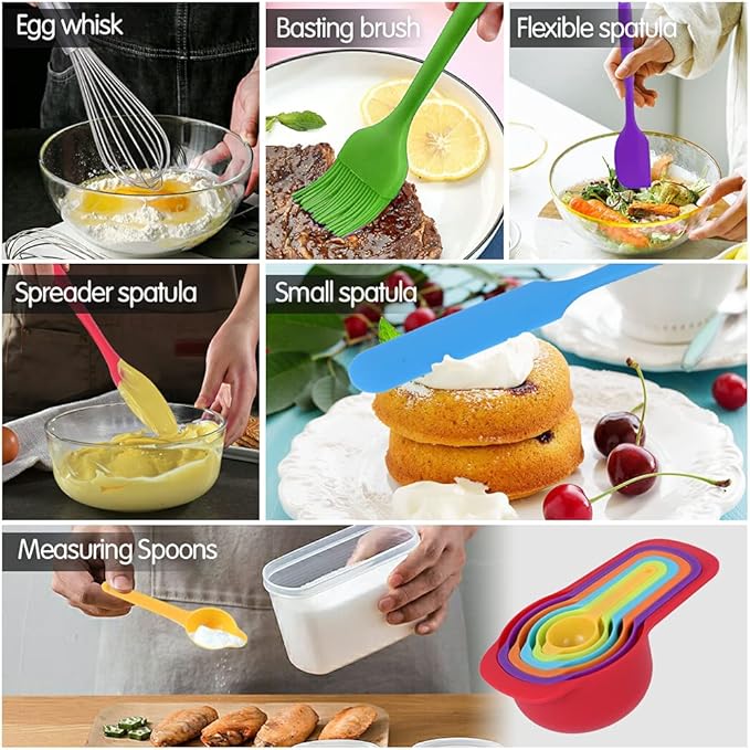 Mixing Bowls with Airtight Lids, 20PCS Stainless Steel Mixing Bowls Set, Nesting Bowls with 3 Grater Attachments & Non-Slip Bottoms, Size7, 4, 3, 2, 1.5, 1QT Bowls for Baking&Prepping
