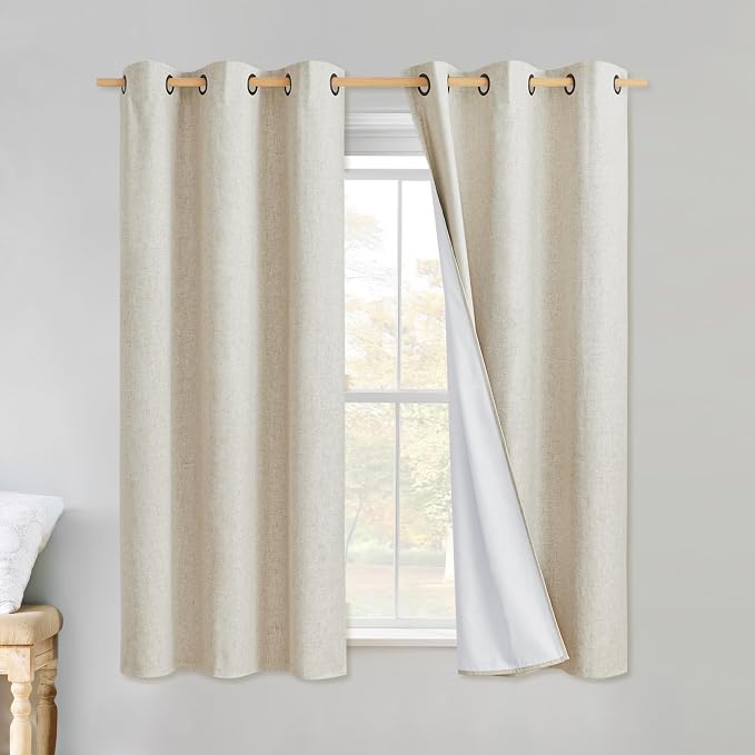 NICETOWN Linen Blackout Curtains 45" Long by NICETOWN