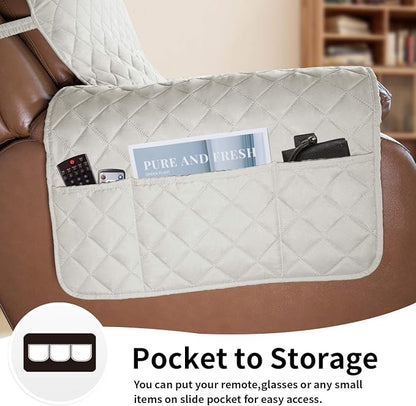 Easy-Going Reversible Couch Cover, Oversized Recliner, Ivory/Ivory | Machine - Image 3