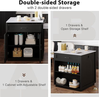Kitchen Island with Extendable Dining Table - Image 6
