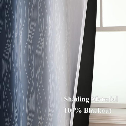 Navy Blue and Greyish White Blackout Curtains - Image 5