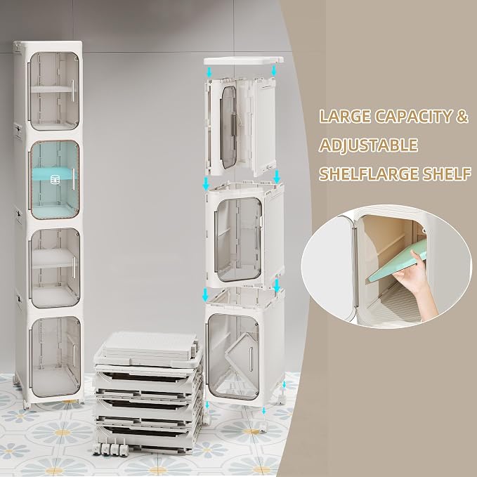 3-Tier Tall Narrow Storage Cabinet, Slim Bathroom Storage Cabinet - Image 6