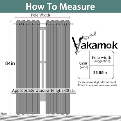 Yakamok Room Darkening Curtains 62x84 inch Length Dove Grey-Living Room | 2 - Image 7