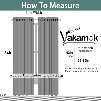 Yakamok Room Darkening Curtains 62x84 inch Length Light Grey-Living Room | 2 - Image 7