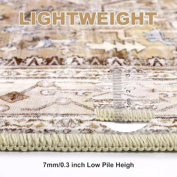 Yamaziot Washable Runner Rug, 2x12 Non-Slip Boho Hallway Kitchen Rug | Stain - Image 3
