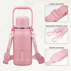 BJPKPK Insulated Water Bottle 27oz Stainless Steel Water Bottles with Handle and Cup Lid Travel Metal Thermos,Light Pink
