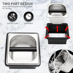 Espresso Knock Box,Stainless Steel Coffee Pucks Container, with Steel Holder and Noise Reduction Rubber Ring (7.28 x 6.8 x 4.25 inch)
