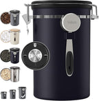 Veken Coffee Canister, 39OZ Large, Airtight Stainless Steel Food Storage Container for 2.2lbs Coffee Beans, Ground, Sugar, Tea, Flour, Rice, Cereal, Cookies Jars, Bar Accessories & Gifts, Black