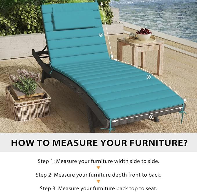 Sundale Outdoor Olefin Quilted Lounge Cushion Set of 4, Patio Foldable Chaise - Image 7