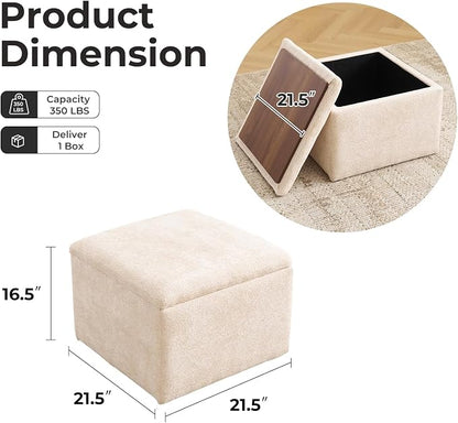 Cube Storage Ottoman, Chenille Ottoman Foot Stools, Ottoman Footstool - Image 2