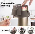 OJOJ 4L/133OZ Thermal Coffee Carafe with Pump, Thermal Beverage Dispenser, Coffee Airpot Stainless Steel Coffee Carafe for Hot Drinks Gold