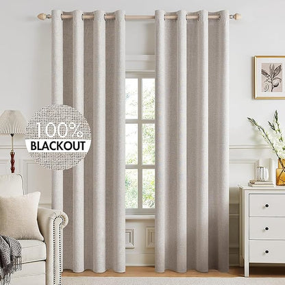 MIULEE 100% Blackout Linen Curtains by MIULEE