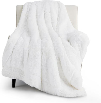 Bedsure GentleSoft Fuzzy Sherpa Faux Fur Twin Blanket White Cozy Gifts by Unknown