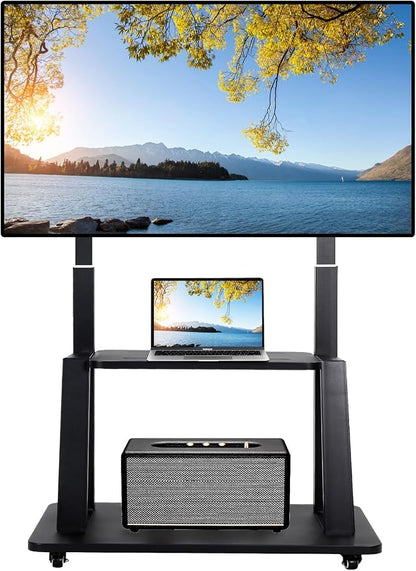 Mobile TV Stand on Wheels for 42-86 Inch Flat/Curved LED/LCD/OLED Rolling TV by Maiproo