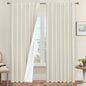 100% Blackout Linen Curtains 95 Inches Long 2 Panels, 60 x 95 Inch | Ivory by LAMIT