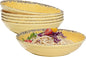 Farmhouse Melamine Pasta Bowls Set, 42 OZ Large Salad Bowls Set, 9.25 inch 6 Piece large Soup Bowls,Wide and Shadow Rustic Round Serving bowl, Set of 6 Dinner Bowl,Yellow…
