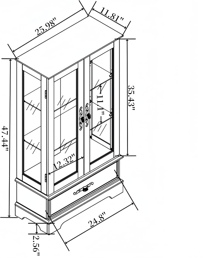 Lighted Glass Curio Display Cabinet - Image 5