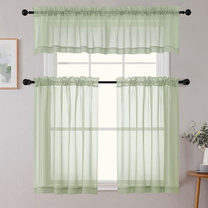 Cafe Curtains 36 Inch Length Tier 2 Pieces, Modern Soft Airy Sheer Kitchen - Image 8