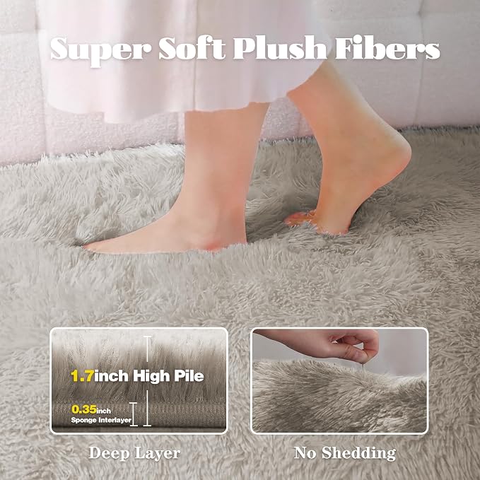 8x10 Area Rugs for Living Room: Fluffy Shag Soft Washable Rug Large Fuzzy Plush - Image 2