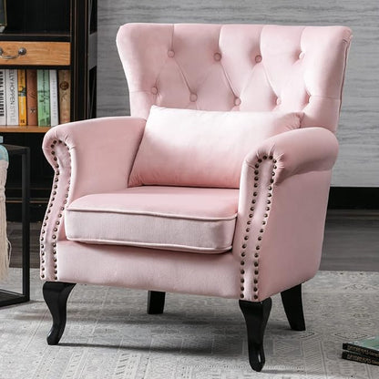Mid Century Accent Chair for Living Room, Velvet Button Tufted Armchair - Image 2