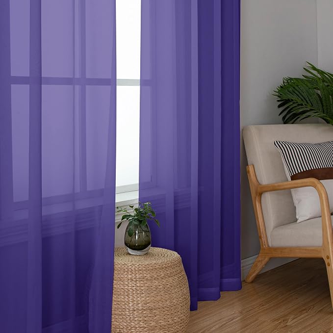Chyhomenyc Sheer Curtains 63 Inch Length 2 Panels, Soft Airy, Rod Pocket - Image 4