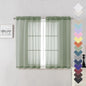 Sage Green Sheer Curtains 45 Inch Long 2 Panels, Short Voile Drapes by Lecloud