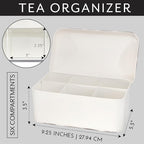 AuldHome Design Farmhouse Tea Bag Box (White), Vintage Retro Style Enamelware Tea Storage Tin