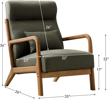 ANJ Mid Century Modern High Back Accent Chairs Set of 2, Single Lounge Armchair - Image 2