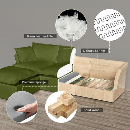 Cloud Sectional Sofa, Down Fill Sectional Sofa, Detachable Couch Cushion Covers - Image 4