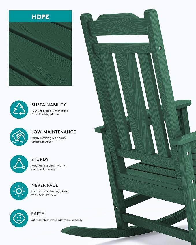 SERWALL HDPE Outdoor Rocking Chair - Image 7