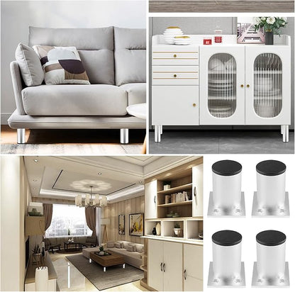 Set of 4 Furniture Legs 2.36 Inch, Adjustable Aluminum Alloy Cabinet Legs - Image 7