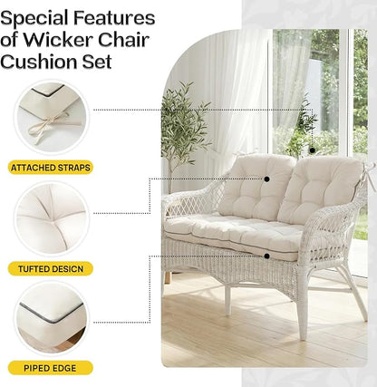 1 MIDDLE ONE Wicker Chair Cushions 3 Pieces Set - Image 5