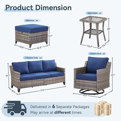 12 Piece Patio Furniture Set-High Back Outdoor Furniture Set Sectional Sofa - Image 8