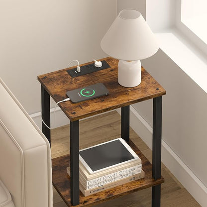 TUTOTAK End Table with Charging Station, Side Table with USB Ports and Outlets - Image 4