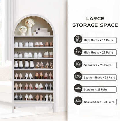 IFGET 71" Tall Arched Bookshelf, 7 Tiers Arch Bookcase - Image 4