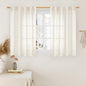 Cream Linen Curtains 40 Inch for Kitchen Window Over Silk, 2 Panels | Light by LAMIT