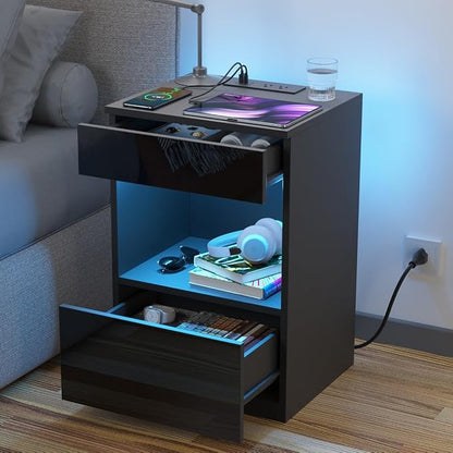 HOMMPA Open Shelf LED Nightstand by Hommpa
