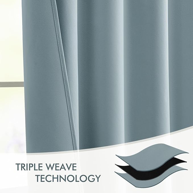 MIULEE Slate Blue Back Tab Blackout Curtains 52x63 Inches Long 2 Panels Set | - Image 7