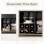 HOSTACK Kitchen Pantry Storage Cabinet, 71" Tall Food Pantry Cabinet with Microwave Stand, Farmhouse Kitchen Hutch, Coffee Bar Hutch with Wine Rack for Dining Room, Living Room, Black