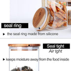KKC HOME ACCENTS Glass Tea Canisters for Loose Leaf Tea,Airtight Glass Containers with Wood Lids,39 Fl oz