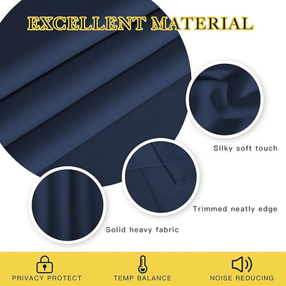 NICETOWN Navy Blue Blackout Curtains 132 inches Long - Image 5