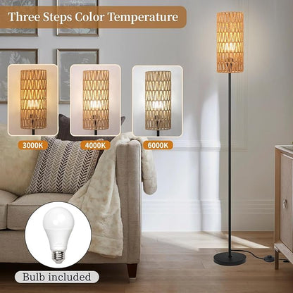 Ruiever Floor Lamp for Living Room, Farmhouse Rattan Floor lamp, Modern - Image 6