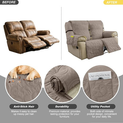 100% Waterproof Loveseat Recliner Cover, 4-Piece Split Reclining Couch Covers - Image 4